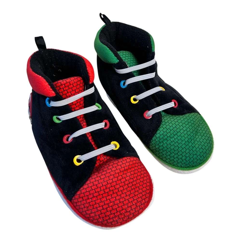 Nintendo Super Mario Little‎ and Big Boys Red Green Slippers size 11-12